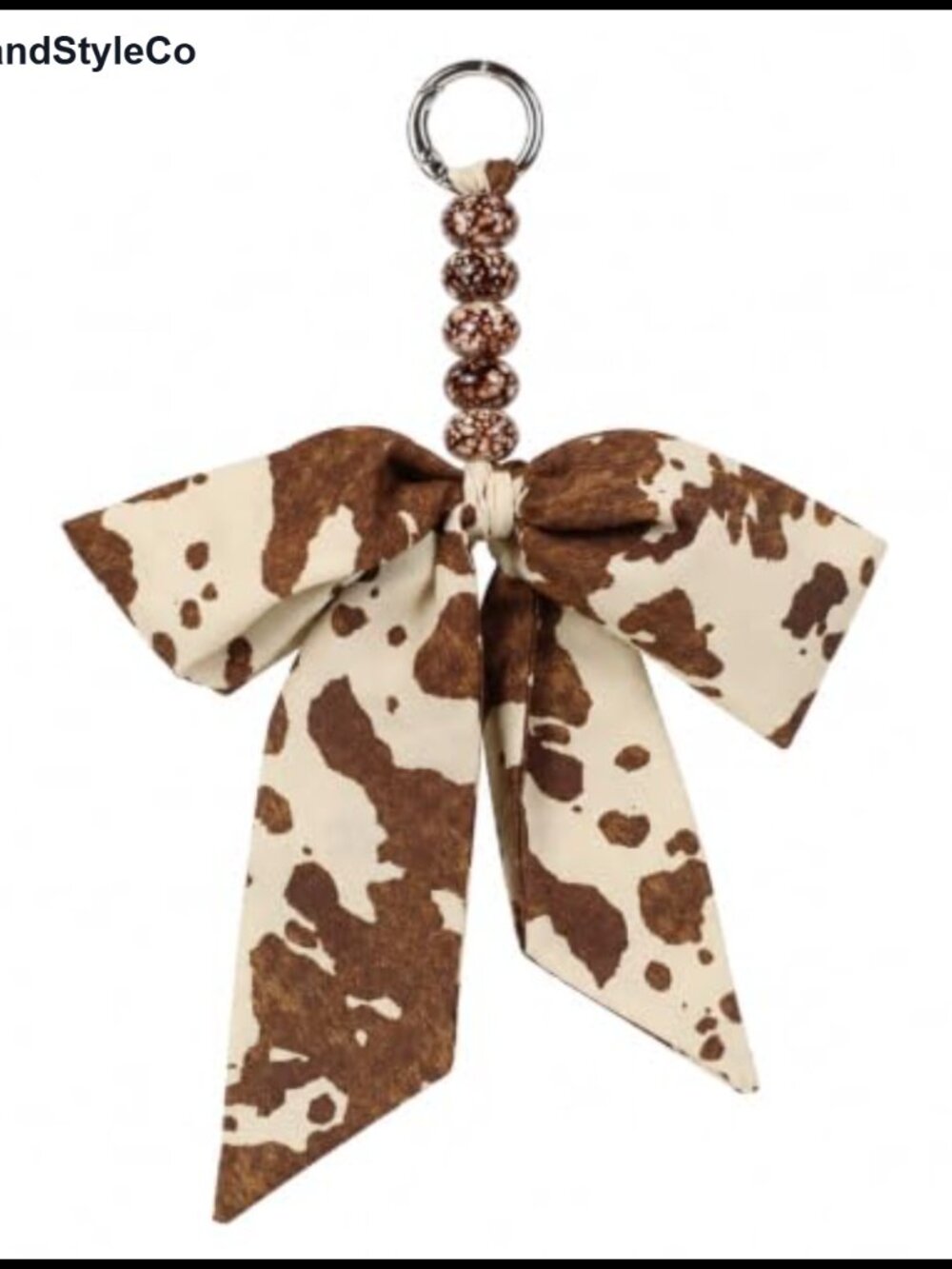 Cow Print Bow Beaded Bag Charm Keychain for Handbags Purse